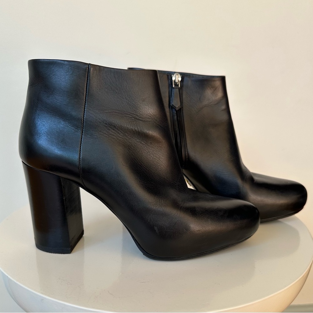 Prada Black Ankle Boots with Chunky Heel and Rounded Toe